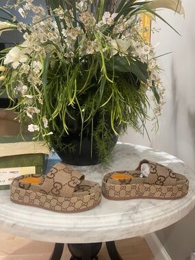 Inspired Canvas Platform Slide Sandals